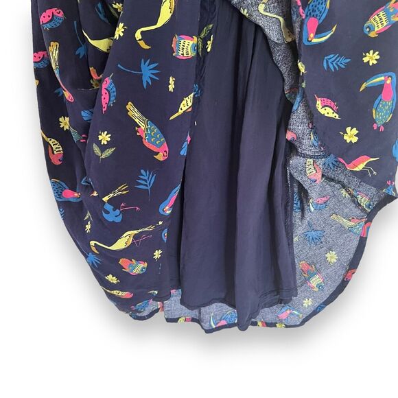 ModCloth Navy Blue Cafe Au Soleil Tropical Birds Sleeveless Dress Size XS - Picture 6 of 11